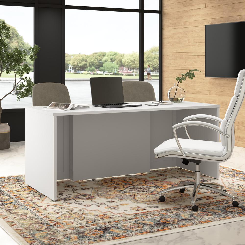 Hampton Heights 72W x 30D Executive Desk in White. Picture 9