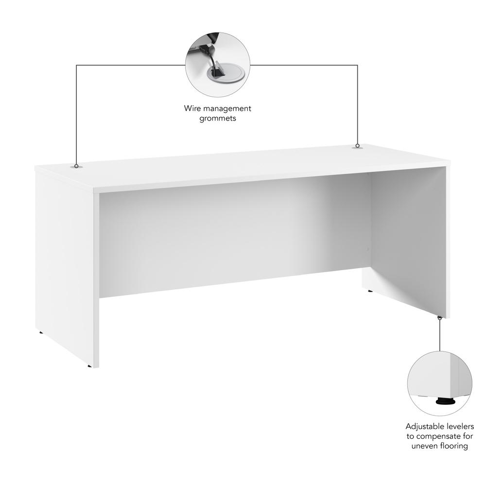Hampton Heights 72W x 30D Office Desk in White. Picture 5