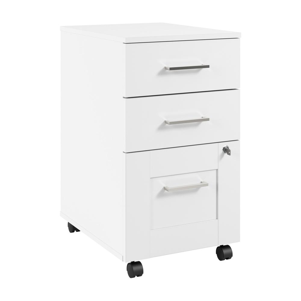 Hampton Heights 3 Drawer Mobile File Cabinet in White. Picture 2