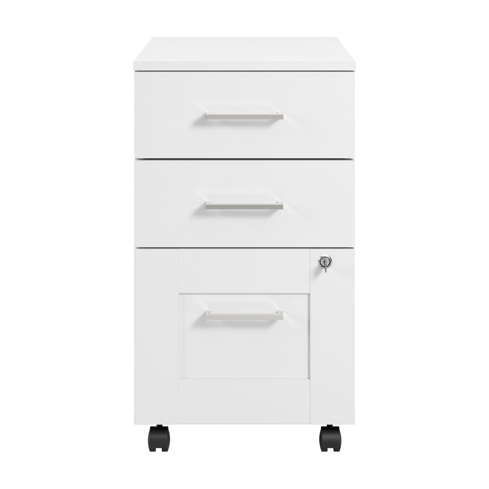 Hampton Heights 3 Drawer Mobile File Cabinet in White. Picture 1