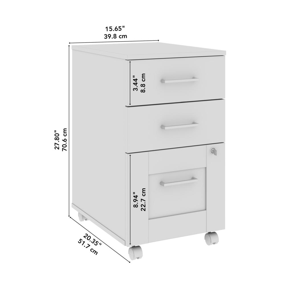 Hampton Heights 3 Drawer Mobile File Cabinet in White. Picture 5