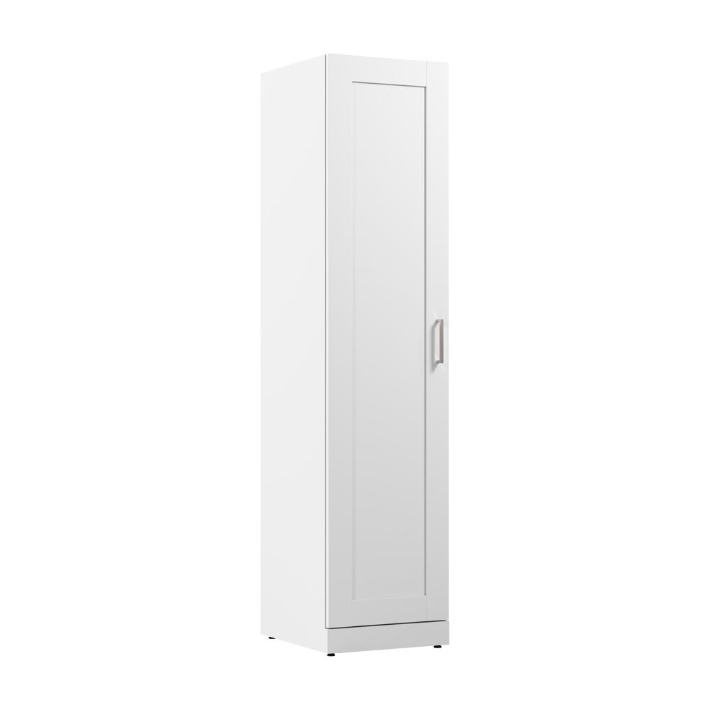 Hampton Heights 17W Tall Narrow Storage Cabinet with Door and Shelves in White. Picture 2
