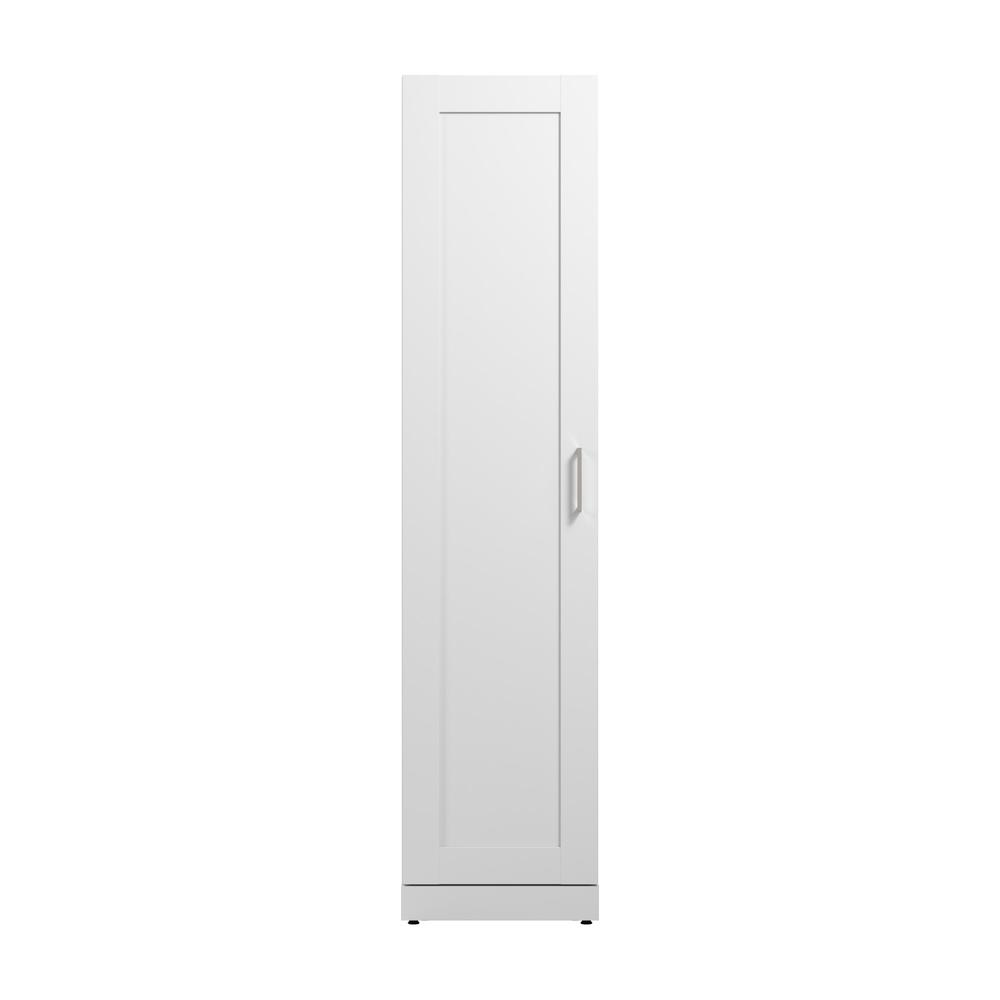 Hampton Heights 17W Tall Narrow Storage Cabinet with Door and Shelves in White. Picture 1