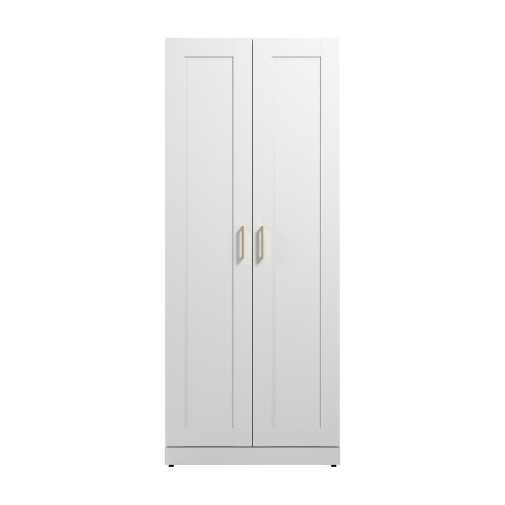 30W Tall Storage Cabinet with Doors and Shelves in White. Picture 2