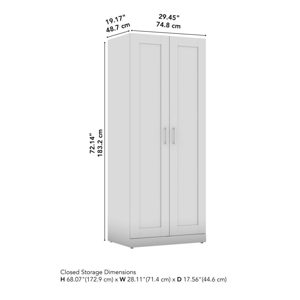30W Tall Storage Cabinet with Doors and Shelves in White. Picture 8