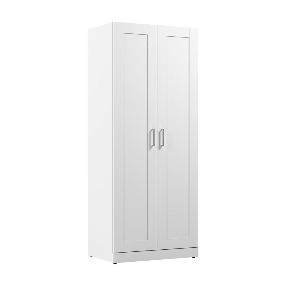 Hampton Heights 30W Tall Storage Cabinet with Doors and Shelves in White. Picture 1