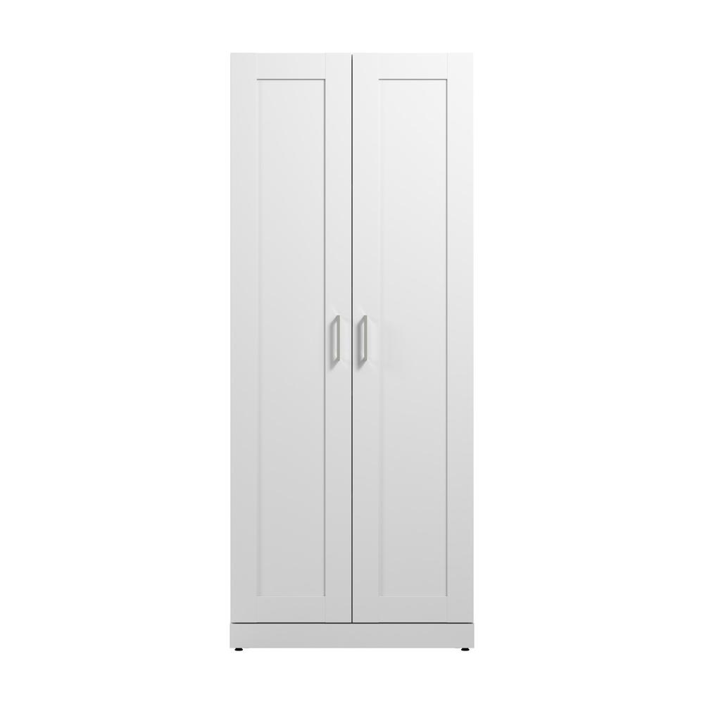 Hampton Heights 30W Tall Storage Cabinet with Doors and Shelves in White. Picture 2