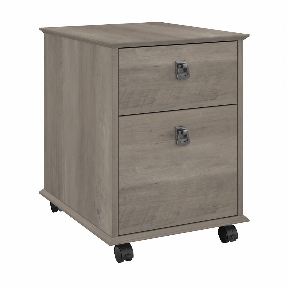 Farmhouse Mobile Cabinet in Driftwood Gray. Picture 1