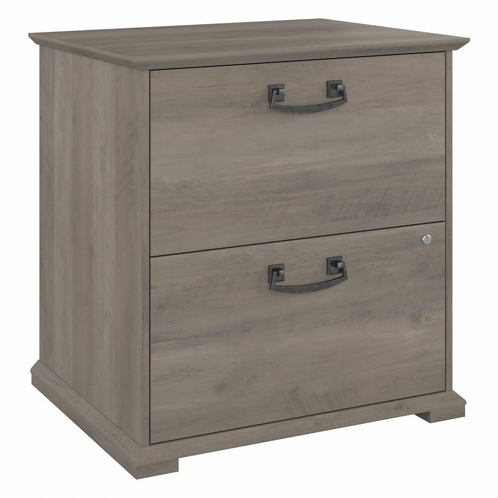 Bush Furniture Homestead Farmhouse 2 Drawer Accent Cabinet, Driftwood Gray. Picture 1