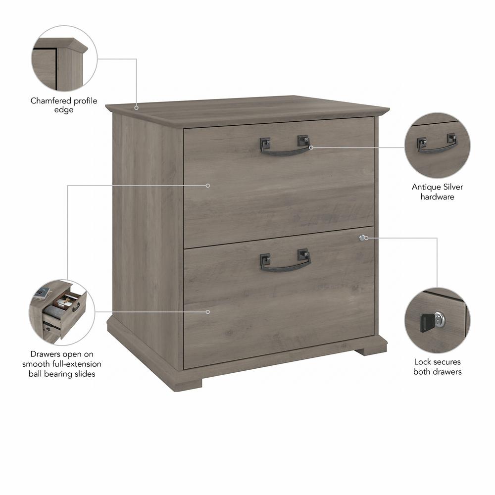 Bush Furniture Homestead Farmhouse 2 Drawer Accent Cabinet, Driftwood Gray. Picture 3