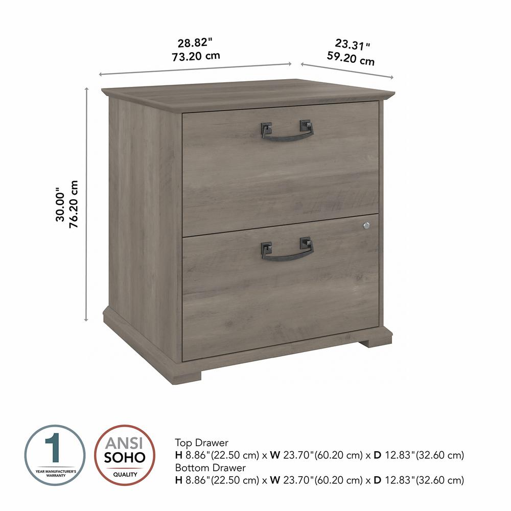 Bush Furniture Homestead Farmhouse 2 Drawer Accent Cabinet, Driftwood Gray. Picture 5