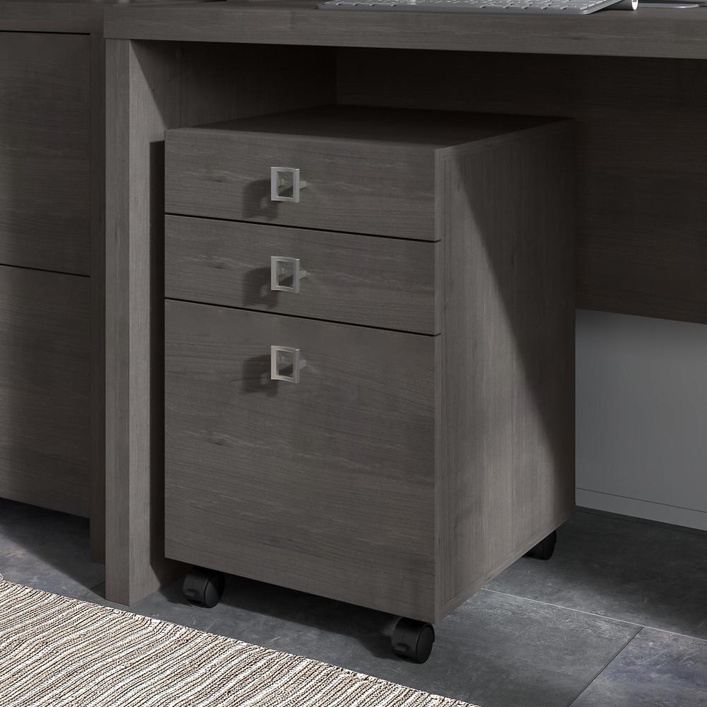 Echo 3 Drawer Mobile File Cabinet in Charcoal Maple. Picture 2