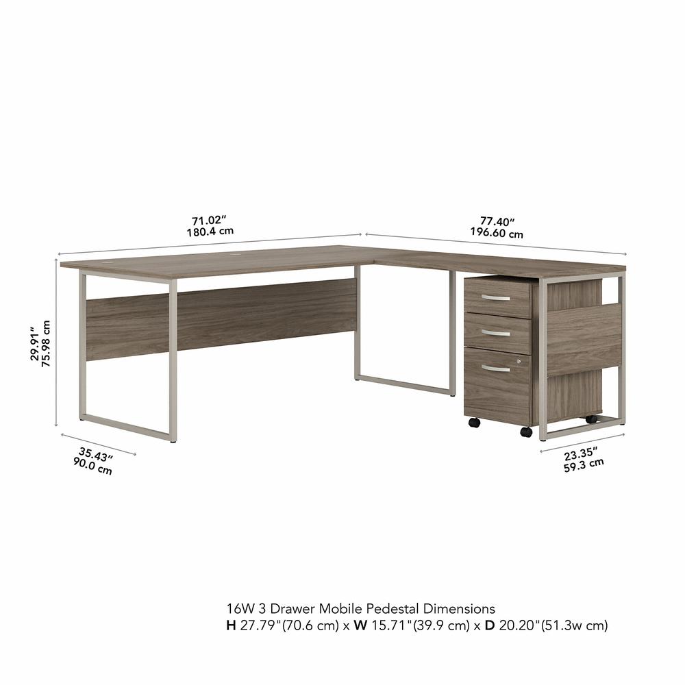 Hybrid 72W x 36D L Shaped Table Desk with 3 Drawer Mobile File Cabinet. Picture 5