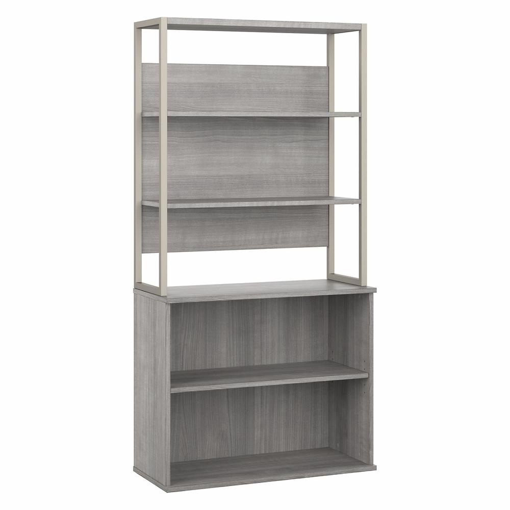 Bush Business Furniture Hybrid Tall Etagere Bookcase - Platinum Gray. Picture 1