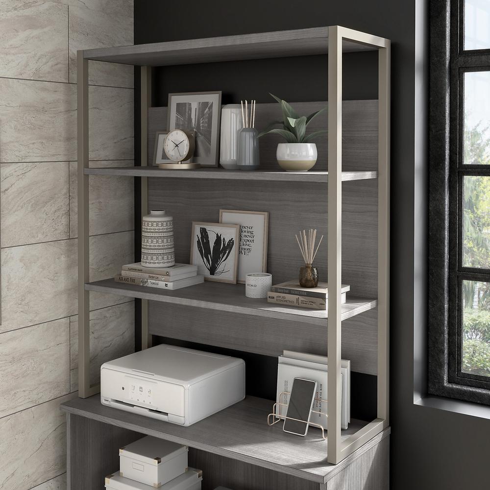 Bush Business Furniture Hybrid Tall Etagere Bookcase - Platinum Gray. Picture 2