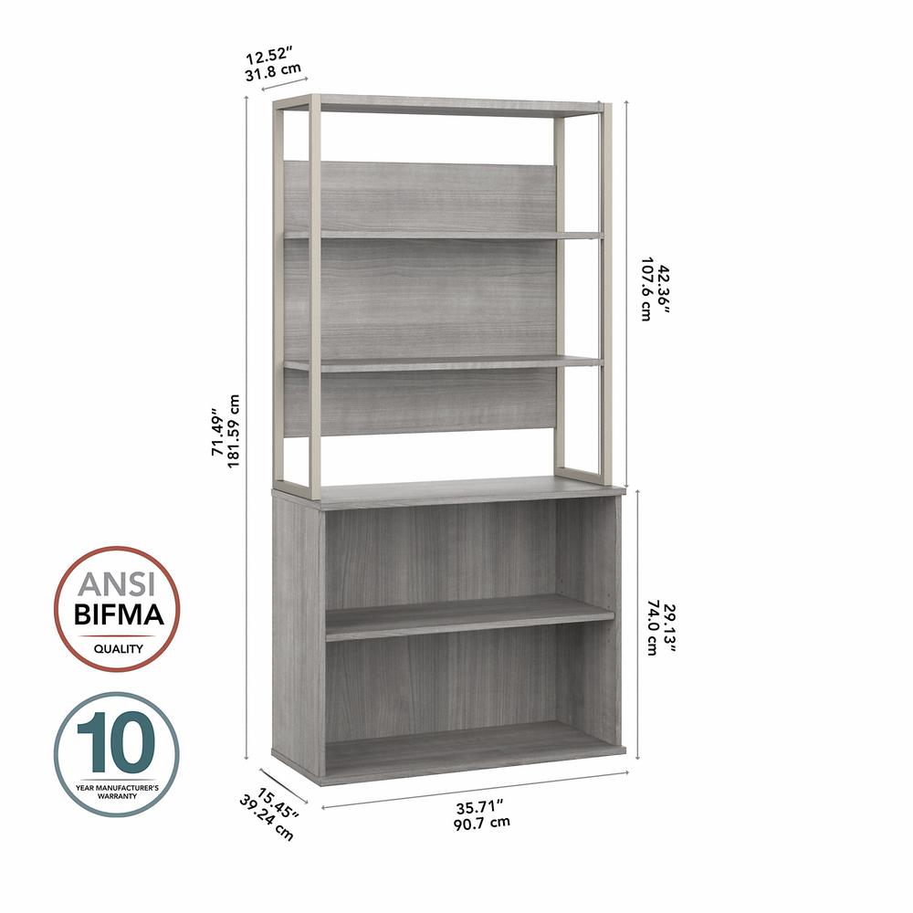 Bush Business Furniture Hybrid Tall Etagere Bookcase - Platinum Gray. Picture 6