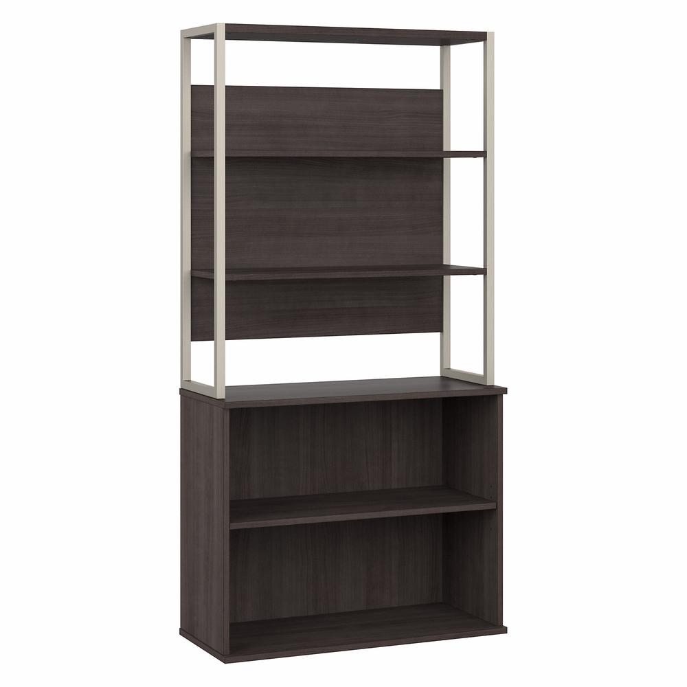 Bush Business Furniture Hybrid Tall Etagere Bookcase - Storm Gray. Picture 1