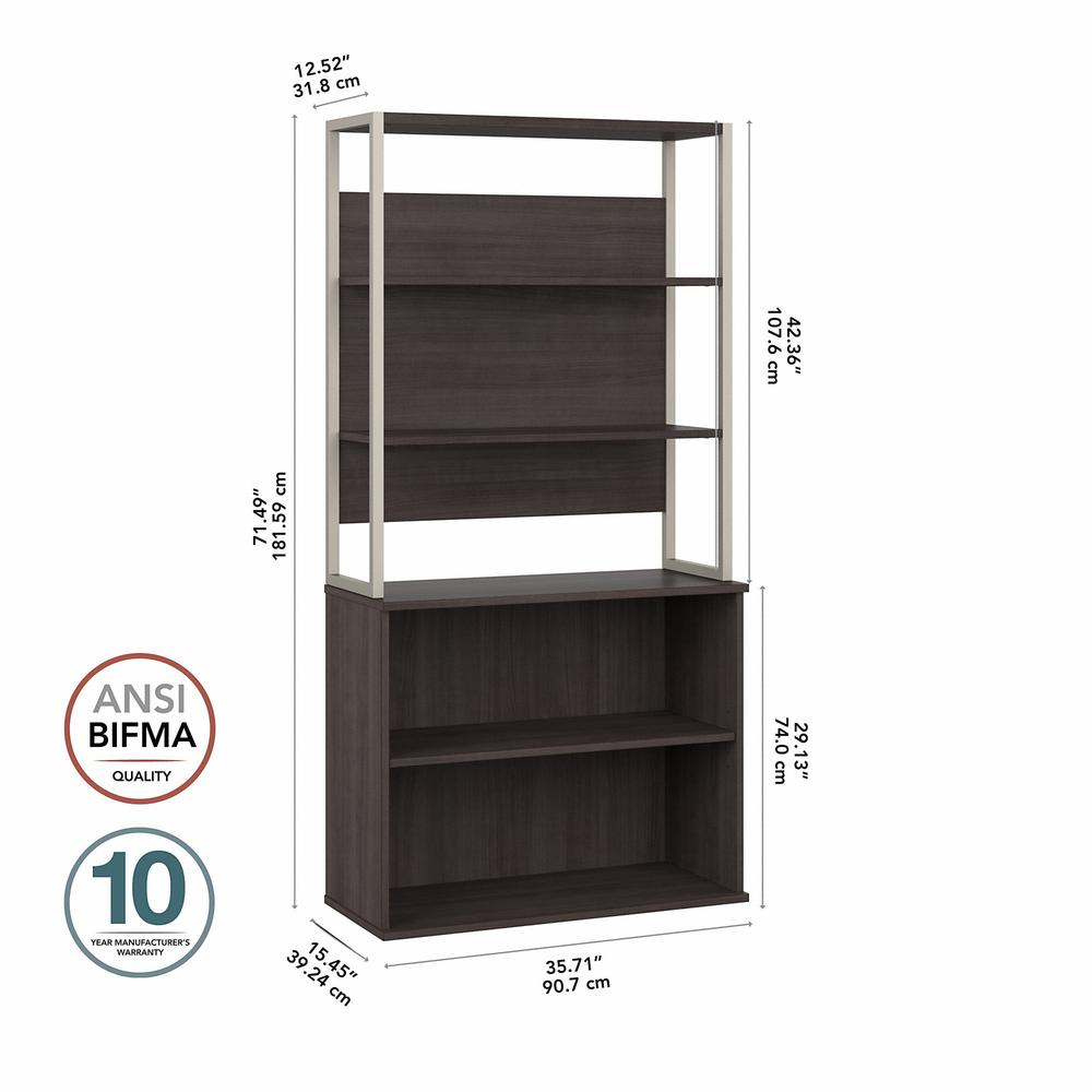 Bush Business Furniture Hybrid Tall Etagere Bookcase - Storm Gray. Picture 6