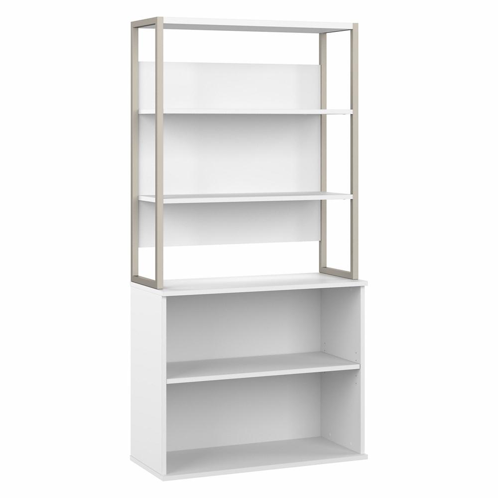 Bush Business Furniture Hybrid Tall Etagere Bookcase - White. Picture 1