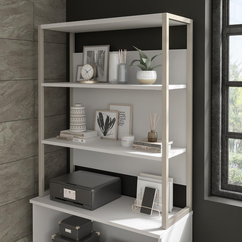 Bush Business Furniture Hybrid Tall Etagere Bookcase - White. Picture 2