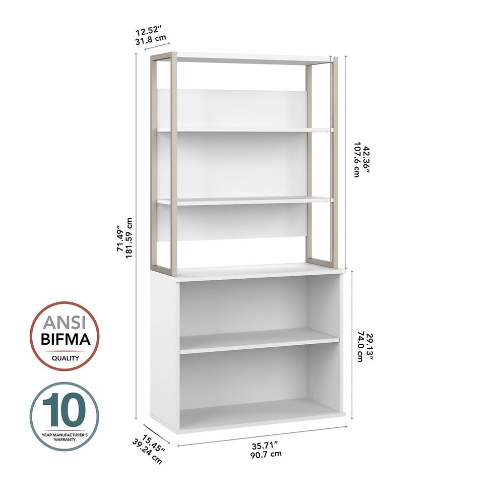 Bush Business Furniture Hybrid Tall Etagere Bookcase - White. Picture 6