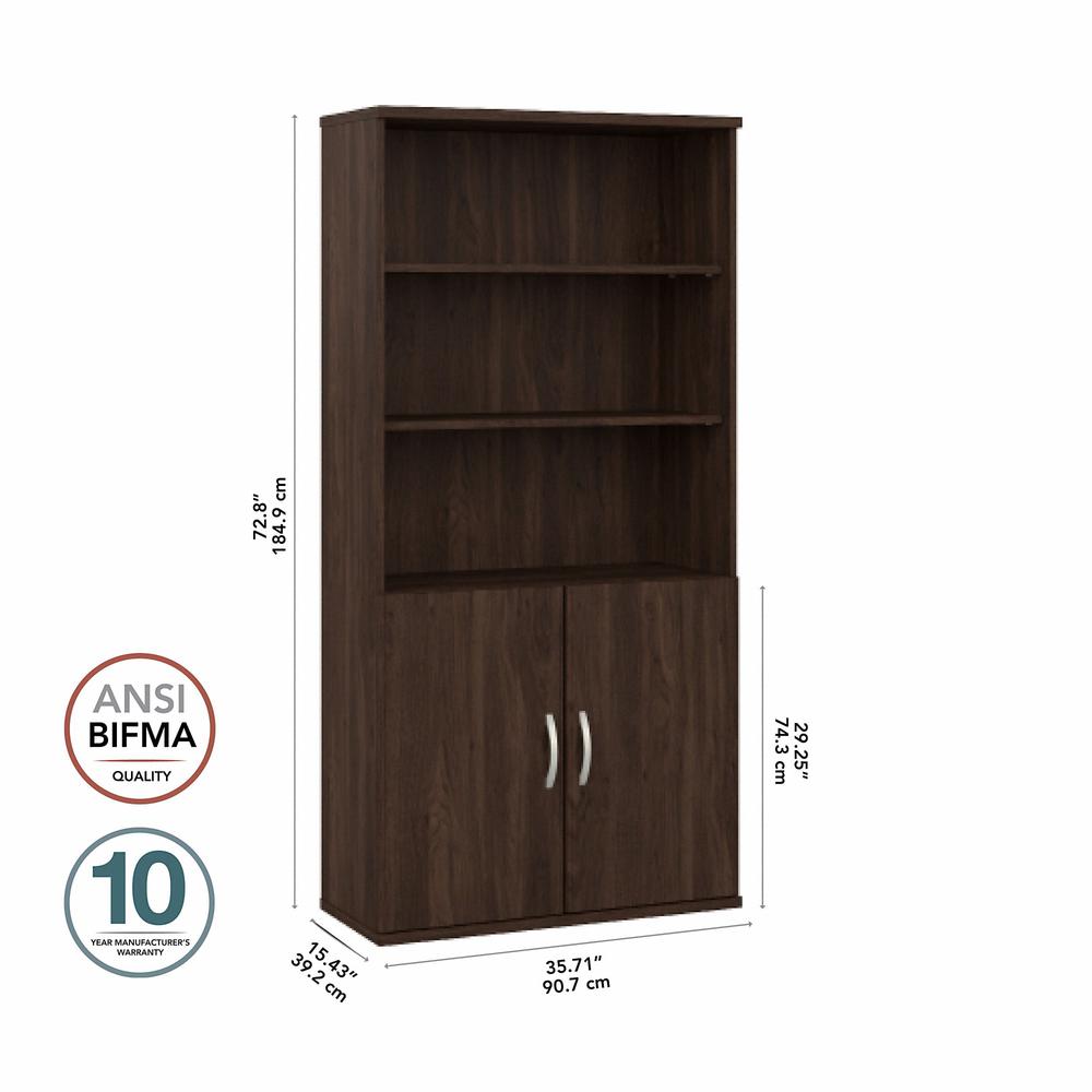 Bush Business Furniture Hybrid Tall 5 Shelf Bookcase with Doors. Picture 5
