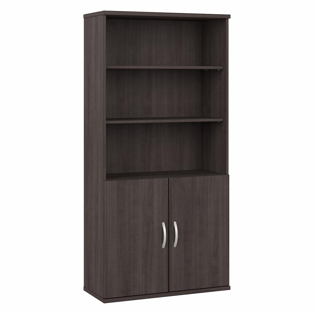 Bush Business Furniture Hybrid Tall 5 Shelf Bookcase with Doors - Storm Gray. Picture 1