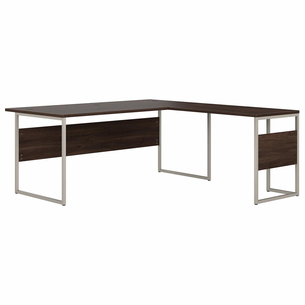 Bush Business Furniture Hybrid 72W x 36D L Shaped Table Desk with Metal Legs, Black Walnut. Picture 1