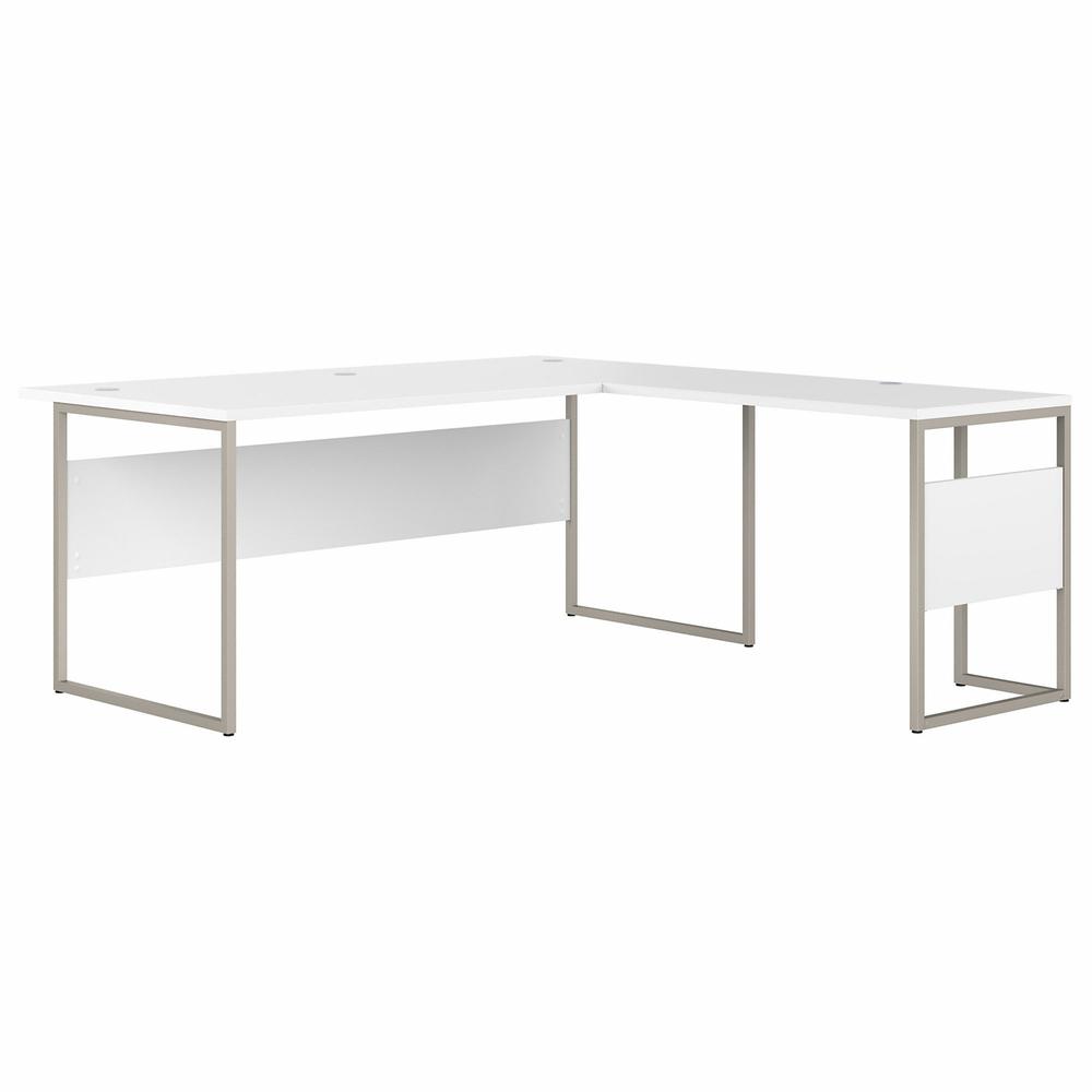 Bush Business Furniture Hybrid 72W x 36D L Shaped Table Desk with Metal Legs, White. Picture 1