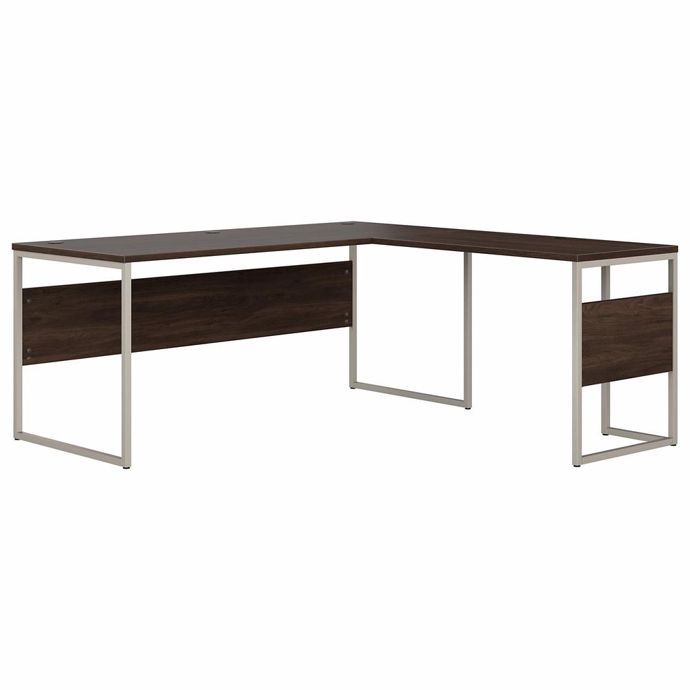Bush Business Furniture Hybrid 72W x 30D L Shaped Table Desk with Metal Legs, Black Walnut. Picture 1