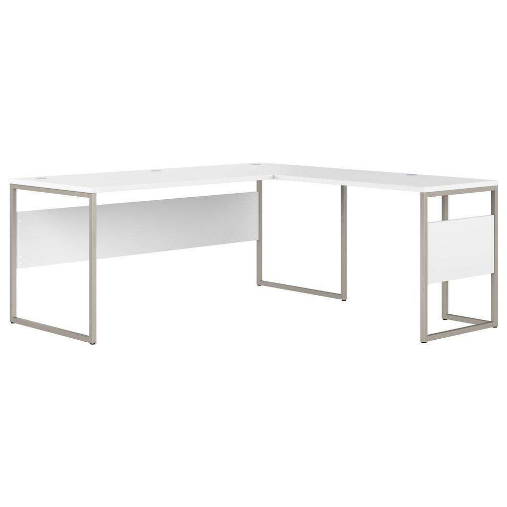 Bush Business Furniture Hybrid 72W x 30D L Shaped Table Desk with Metal Legs, White. Picture 1