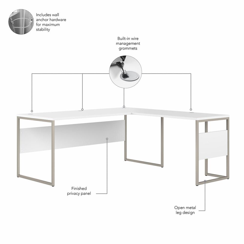 Bush Business Furniture Hybrid 72W x 30D L Shaped Table Desk with Metal Legs, White. Picture 3
