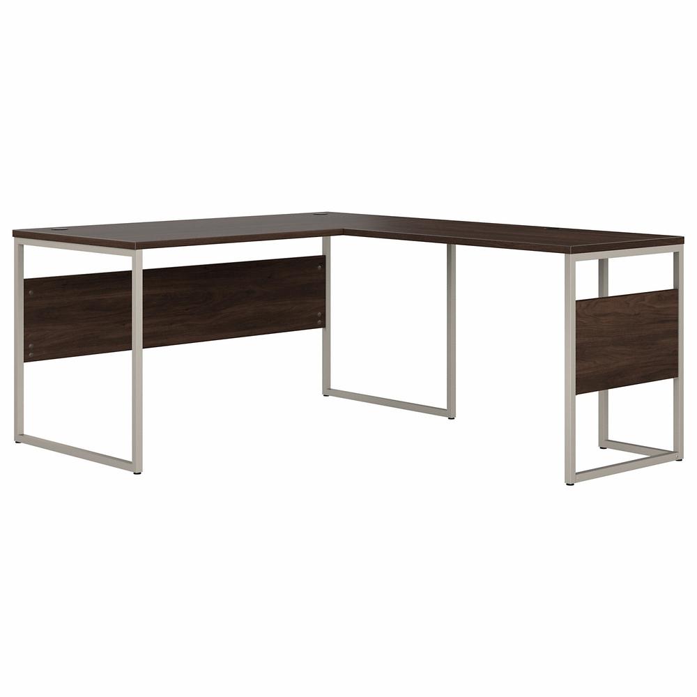 Bush Business Furniture Hybrid 60W x 30D L Shaped Table Desk with Metal Legs, Black Walnut. Picture 1