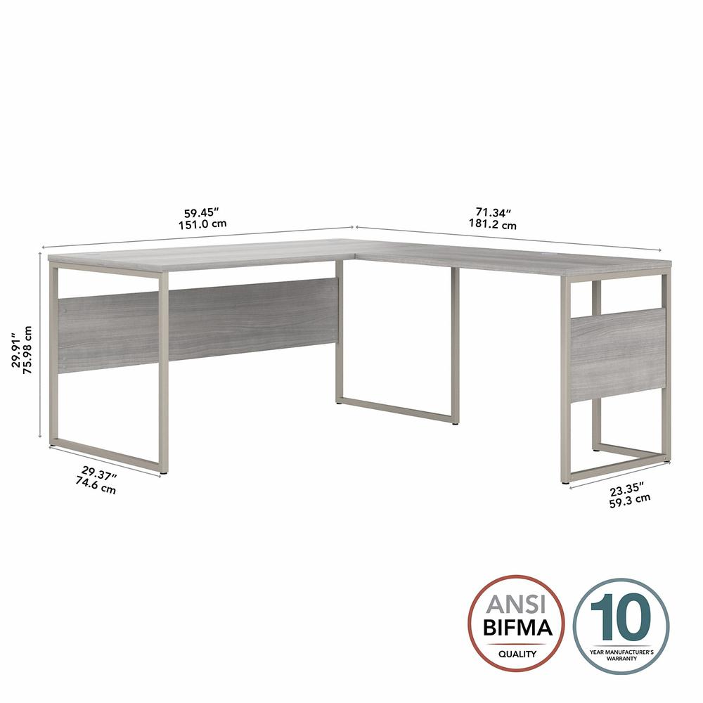 Bush Business Furniture Hybrid 60W x 30D L Shaped Table Desk with Metal Legs, Platinum Gray. Picture 5
