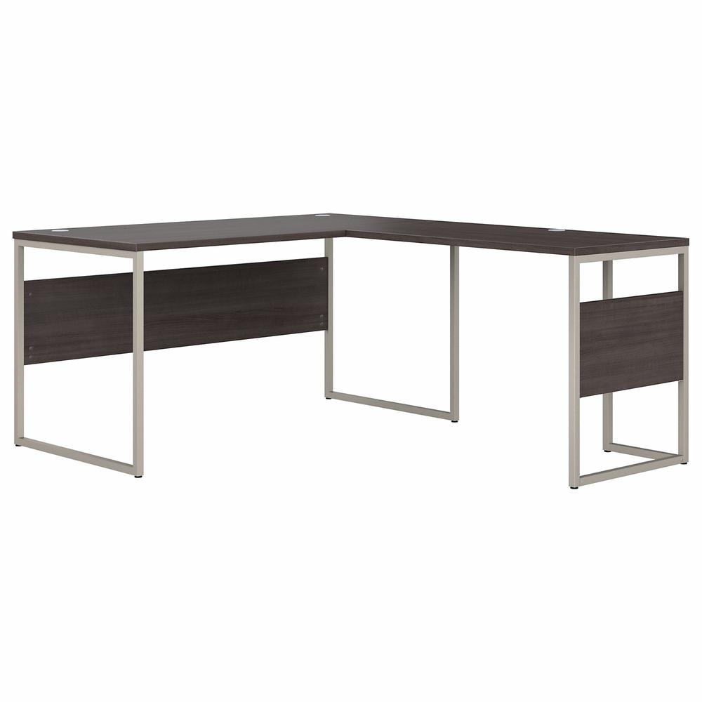 Bush Business Furniture Hybrid 60W x 30D L Shaped Table Desk with Metal Legs, Storm Gray/Storm Gray. Picture 1