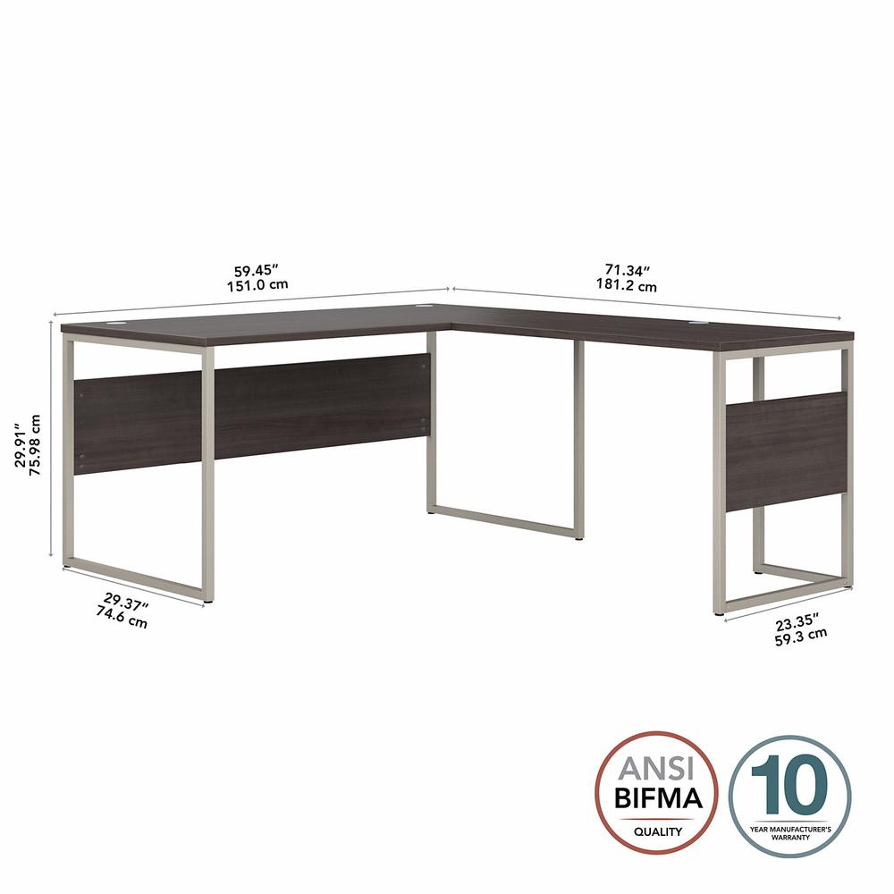 Bush Business Furniture Hybrid 60W x 30D L Shaped Table Desk with Metal Legs, Storm Gray/Storm Gray. Picture 5