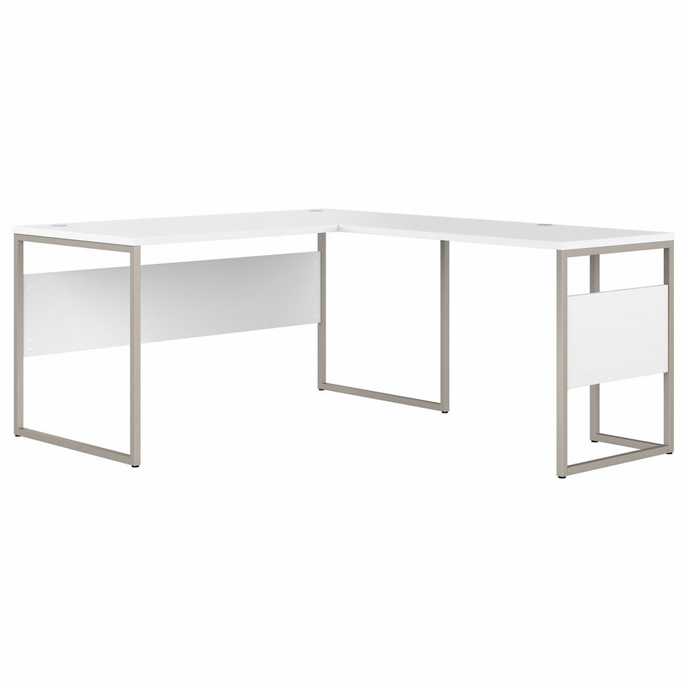 Bush Business Furniture Hybrid 60W x 30D L Shaped Table Desk with Metal Legs, White. Picture 1