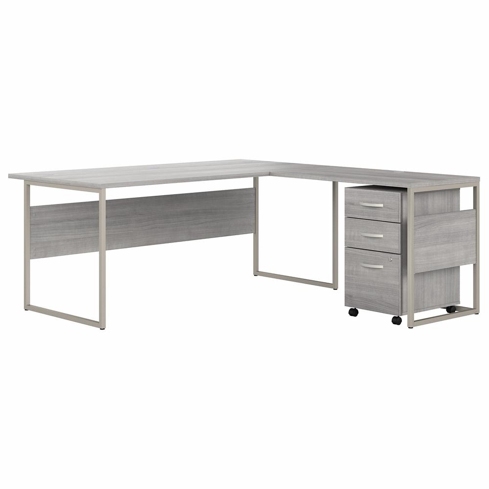 Bush Business Furniture Hybrid 72W x 30D L Shaped Table Desk with Mobile File Cabinet, Platinum Gray. Picture 1