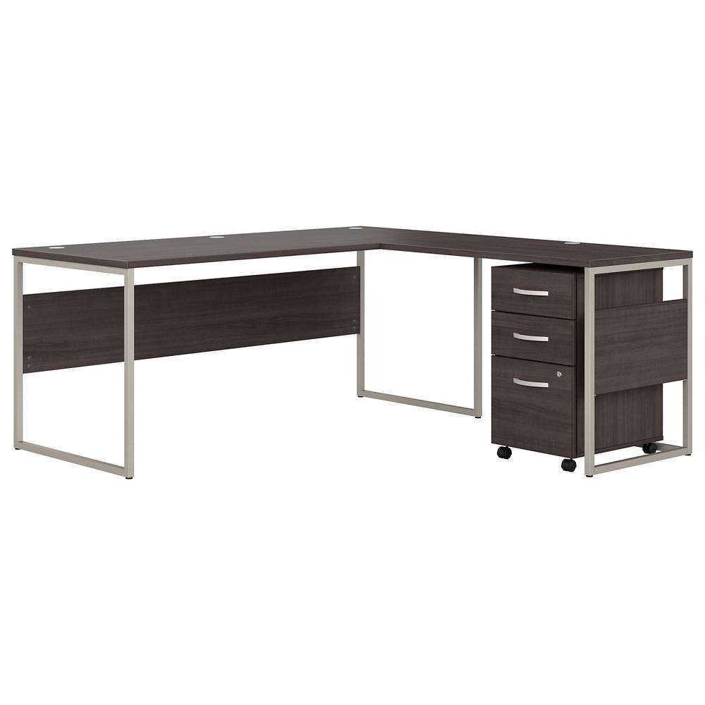 Bush Business Furniture Hybrid 72W x 30D L Shaped Table Desk with Mobile File Cabinet, Storm Gray/Storm Gray. Picture 1