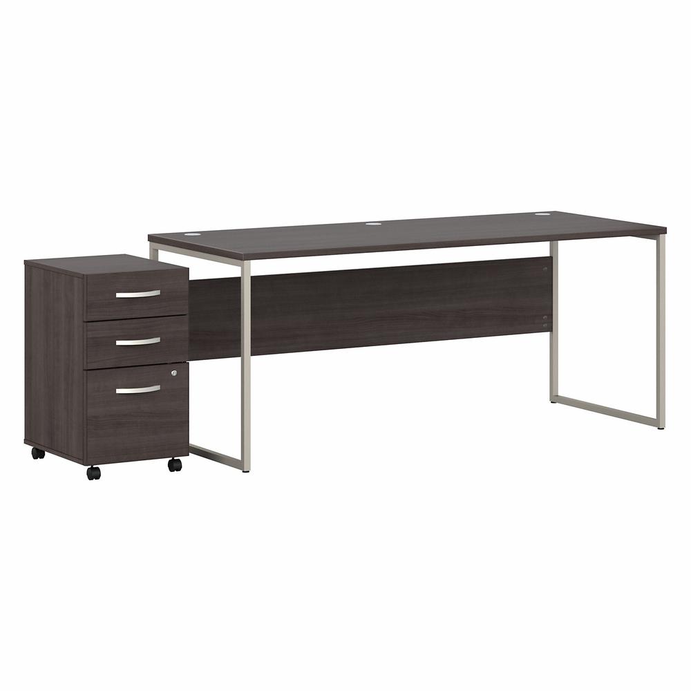 Bush Business Furniture Hybrid 72W x 30D Computer Table Desk with 3 Drawer Mobile File Cabinet, Storm Gray/Storm Gray. Picture 1