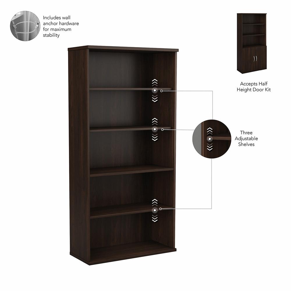Bush Business Furniture Hybrid Tall 5 Shelf Bookcase. Picture 2