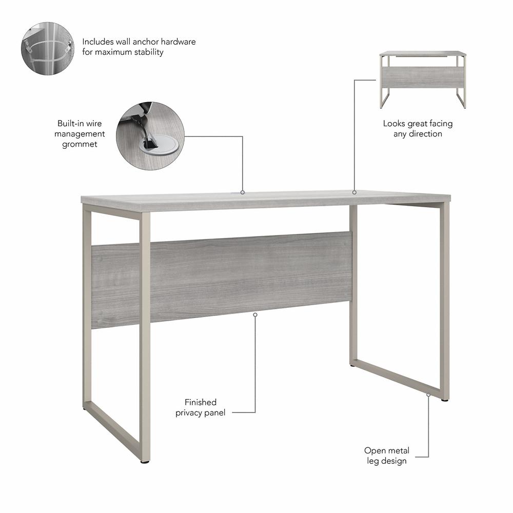 Bush Business Furniture Hybrid 48W x 24D Computer Table Desk with Metal Legs - Platinum Gray/Platinum Gray. Picture 3