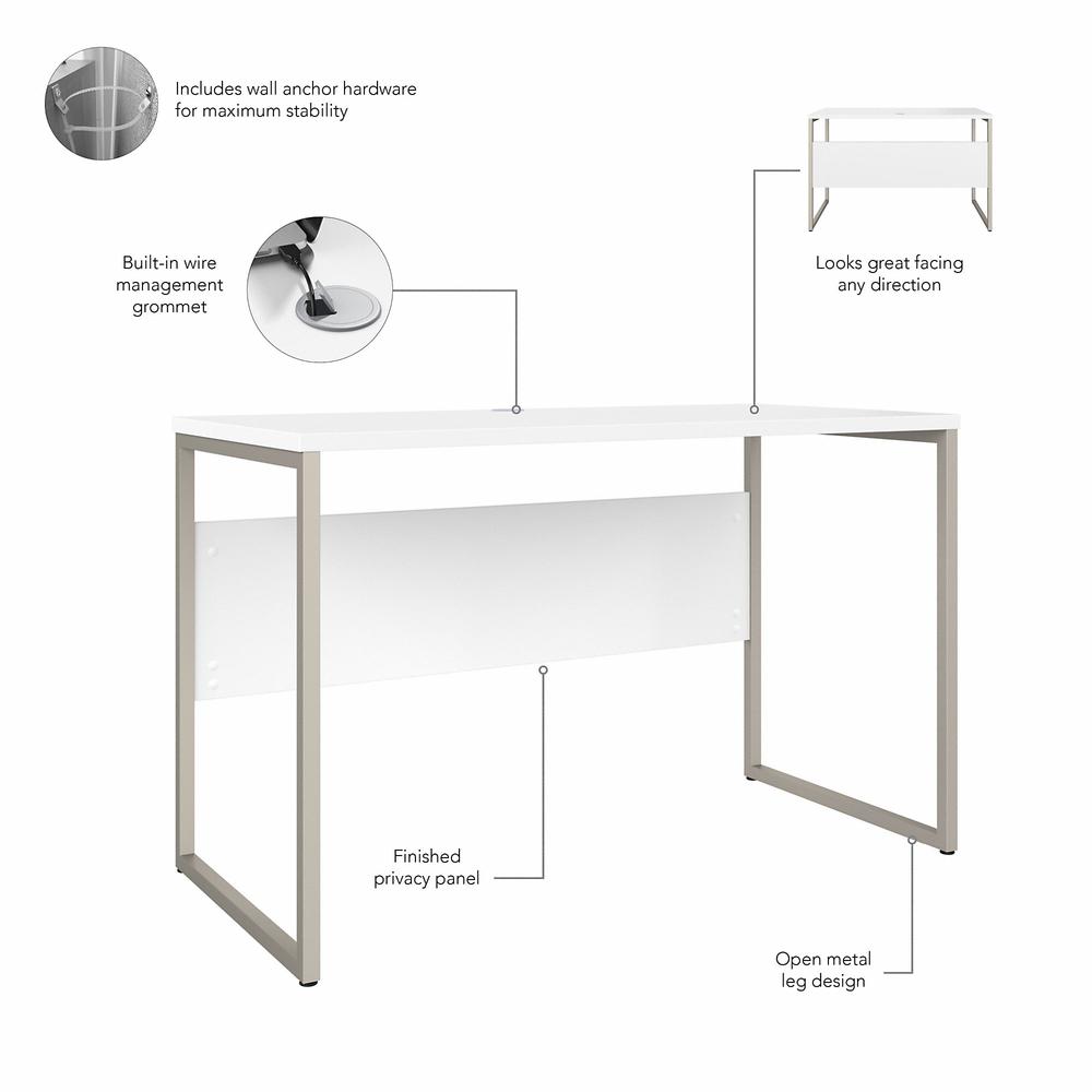 Bush Business Furniture Hybrid 48W x 24D Computer Table Desk with Metal Legs - White/White. Picture 2