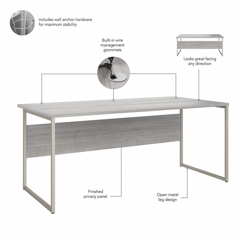 Bush Business Furniture Hybrid 72W x 36D Computer Table Desk with Metal Legs - Platinum Gray/Platinum Gray. Picture 4