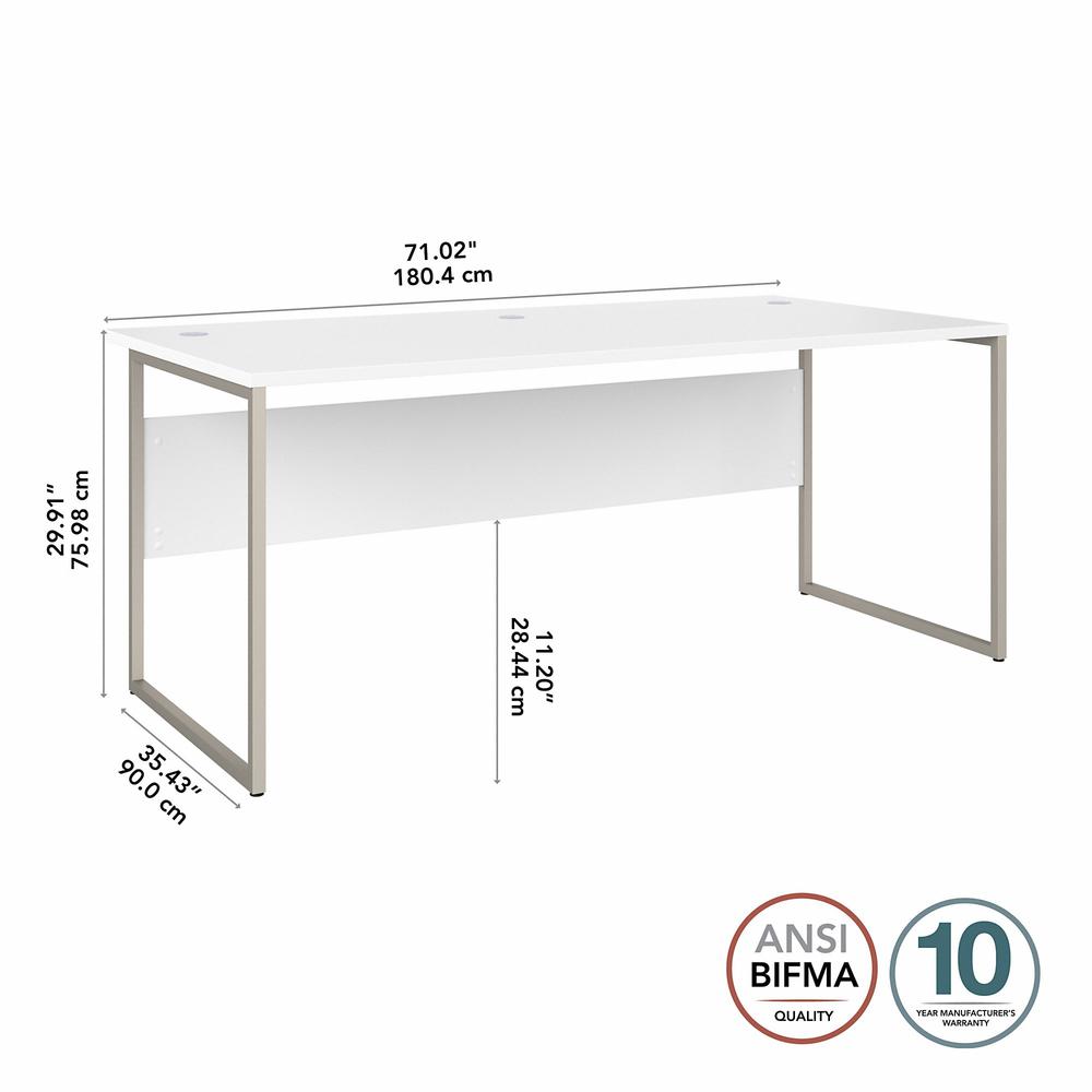 Bush Business Furniture Hybrid 72W x 36D Computer Table Desk with Metal Legs - White/White. Picture 6