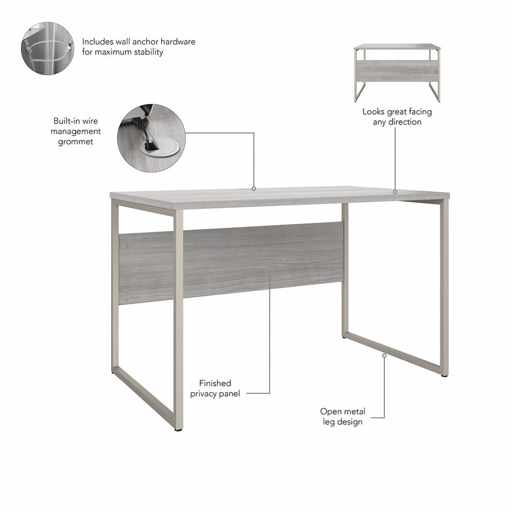 Bush Business Furniture Hybrid 48W x 30D Computer Table Desk with Metal Legs - Platinum Gray/Platinum Gray. Picture 2