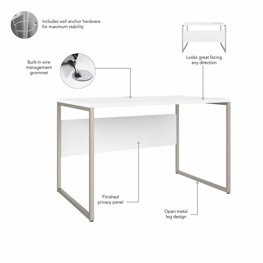 Bush Business Furniture Hybrid 48W x 30D Computer Table Desk with Metal Legs - White/White. Picture 2