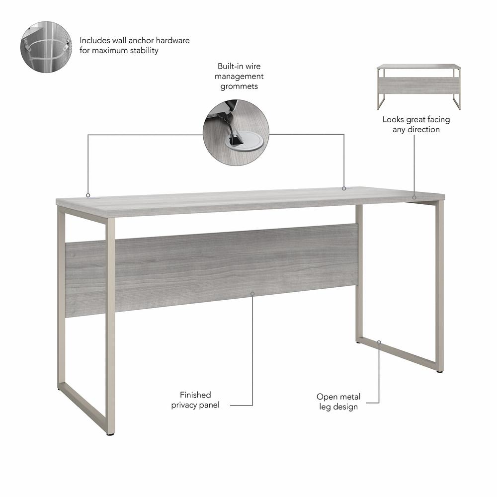 Bush Business Furniture Hybrid 60W x 24D Computer Table Desk with Metal Legs - Platinum Gray/Platinum Gray. Picture 3
