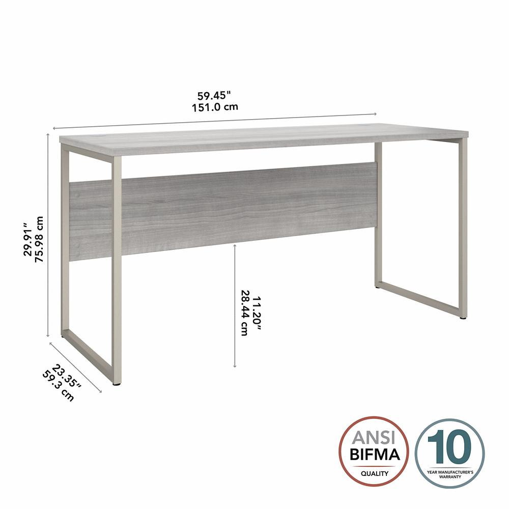 Bush Business Furniture Hybrid 60W x 24D Computer Table Desk with Metal Legs - Platinum Gray/Platinum Gray. Picture 6