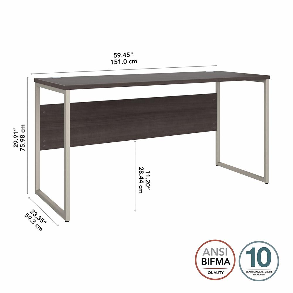 Bush Business Furniture Hybrid 60W x 24D Computer Table Desk with Metal Legs - Storm Gray/Storm Gray. Picture 6